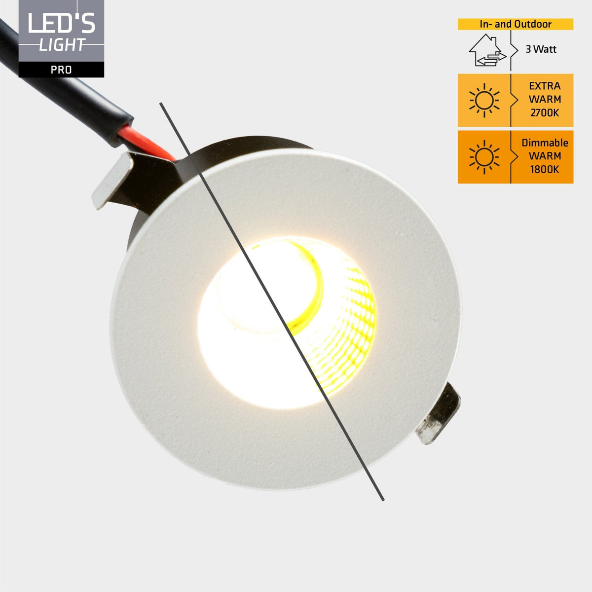 6 PACK - LED's Light PRO mini inbouwspot 3 cm - Voor overkapping, veranda's en inbouwplafonds - Dimbaar - 3 Kleuren plaatjes