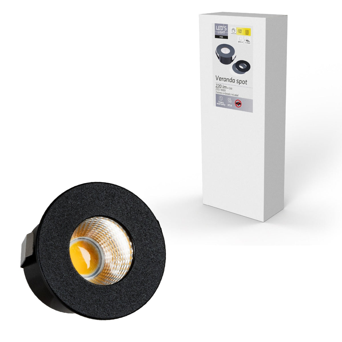 6 PACK - LED's Light PRO mini inbouwspot 3 cm - Voor overkapping, veranda's en inbouwplafonds - Dimbaar - 3 Kleuren plaatjes