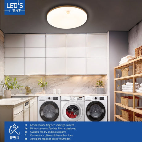 Plafonnier LED 1440 lumens – 8 W – Capteur de mouvement – 3 couleurs – Dimmable – IP54 – 25 cm