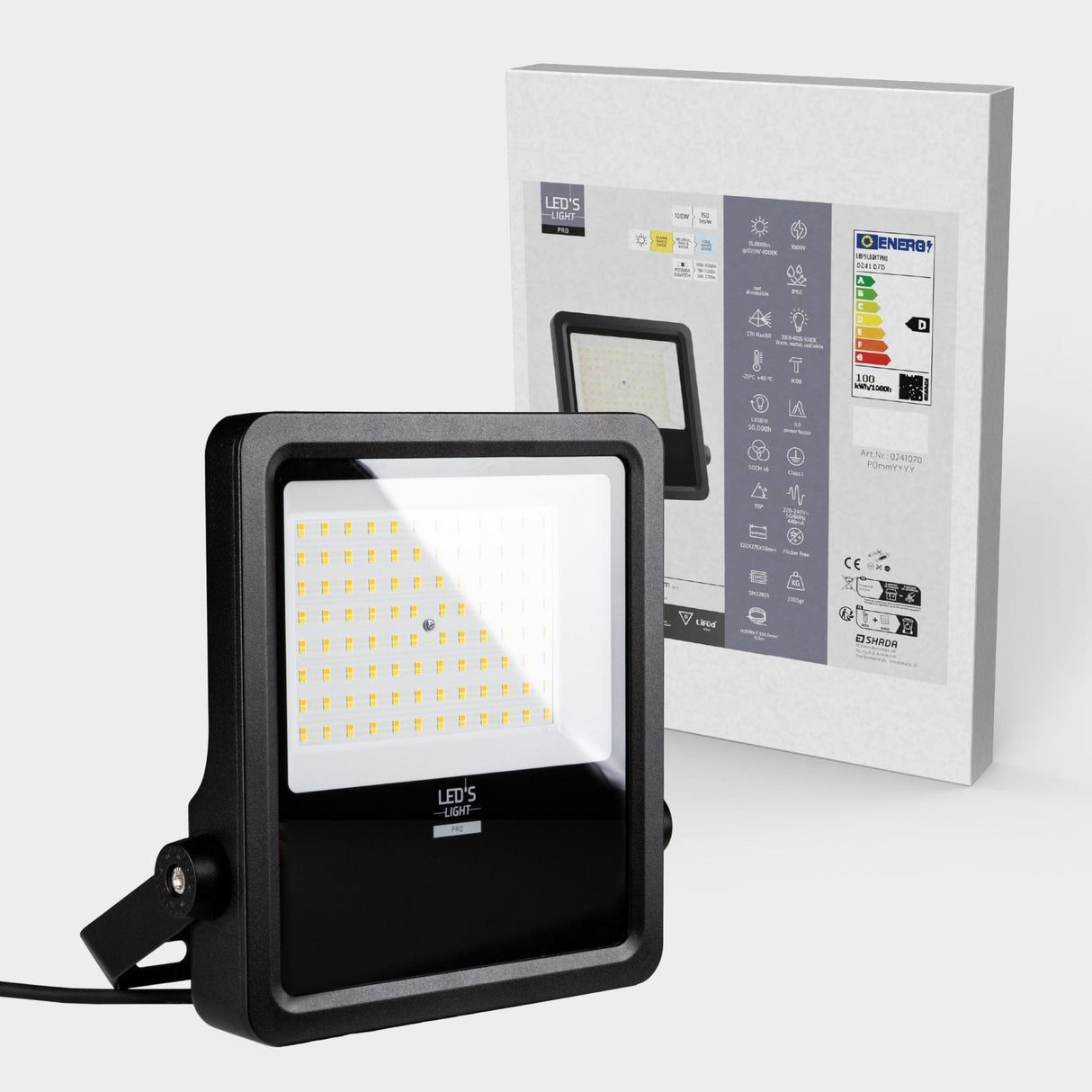 LED Schijnwerper 12750 lumen - 100W - Warmwit 3000K / Koelwit 4000K / Daglichtwit 5000K - IP65 - IK08 - C4 corrosiebestendig - 6 lichtstanden