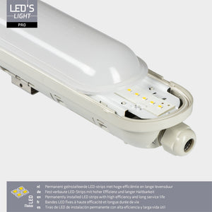 LED TL Armatuur 2400 Lumen - 15W - Koelwit - IP65 Waterdicht - 60cm - 2 stuks