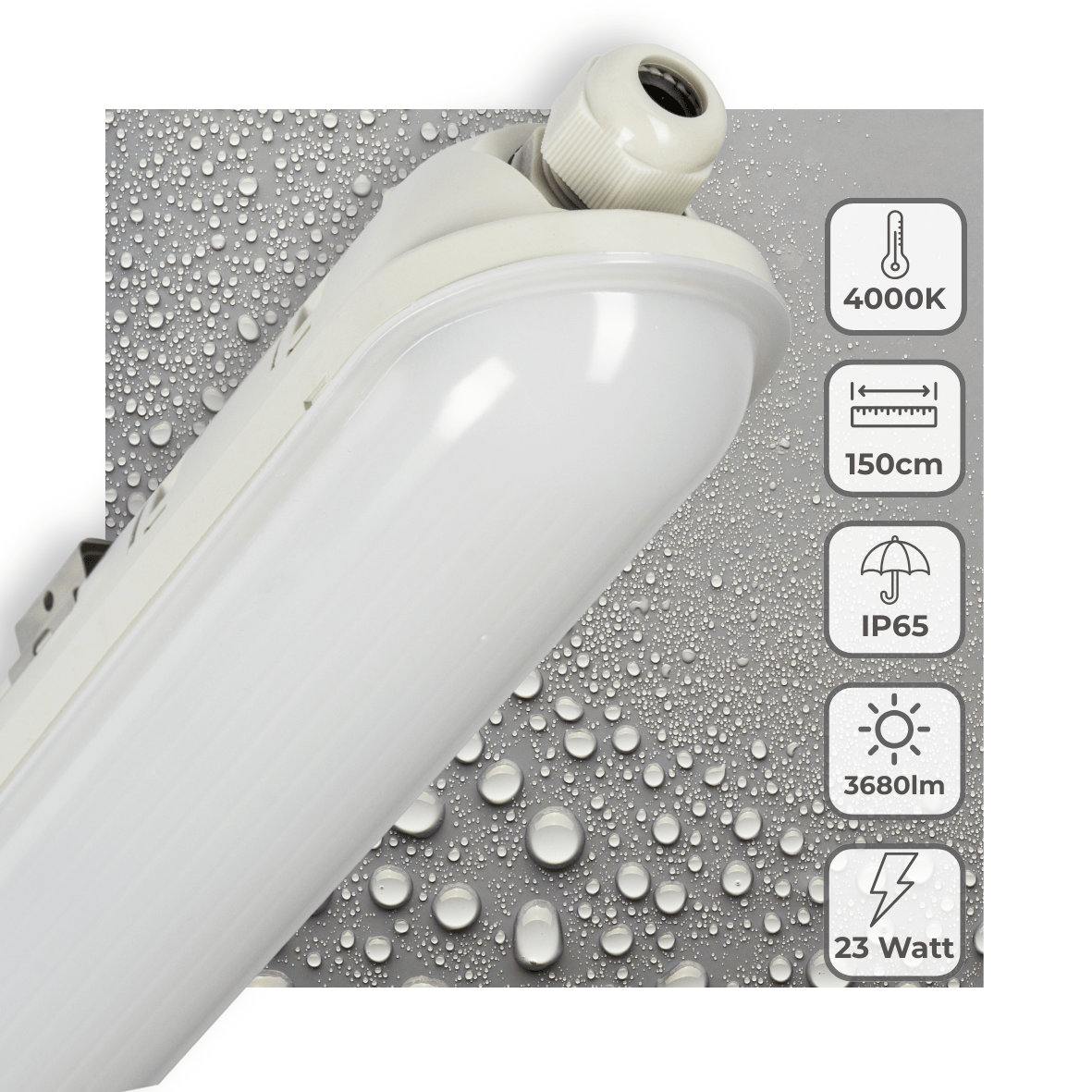LED TL Armatuur 3680 lumen - 150cm - 23W - Koelwit 4000K - IP65 Waterdicht - IK08
