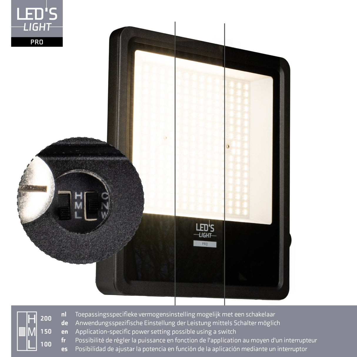 LED Schijnwerper 28000 Lumen - 200W - Warmwit 3000K / Koelwit 4000K / Daglichtwit 5000K - Instelbaar Vermogen - IP65