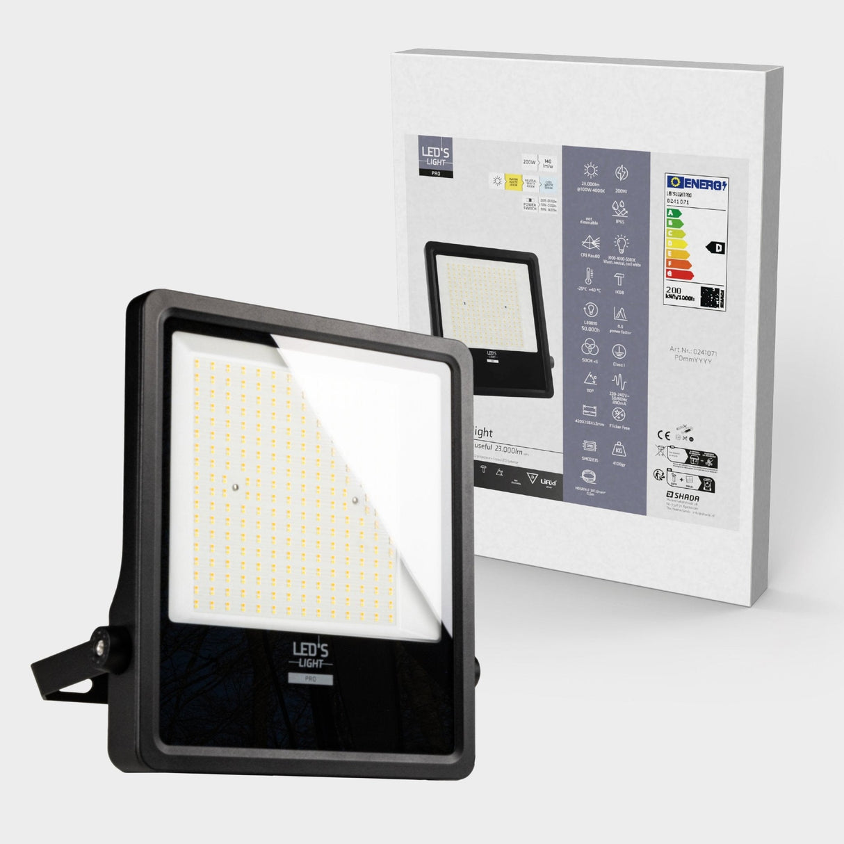 LED Schijnwerper 28000 Lumen - 200W - Warmwit 3000K / Koelwit 4000K / Daglichtwit 5000K - Instelbaar Vermogen - IP65