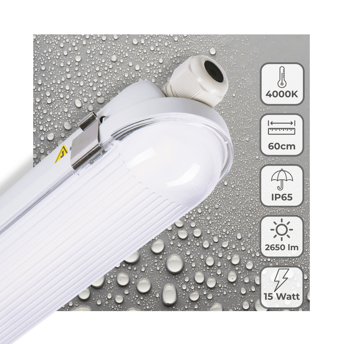 LED Vochtbestendig Armatuur - 2650 Lumen - 15W - Koelwit 4000K - IP65 - 60cm