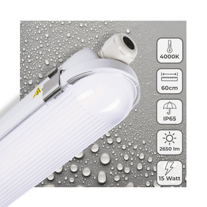 Luminaire LED étanche à l'humidité - 2650 lumen - 15W - Blanc froid 4000K - IP65 - 60cm