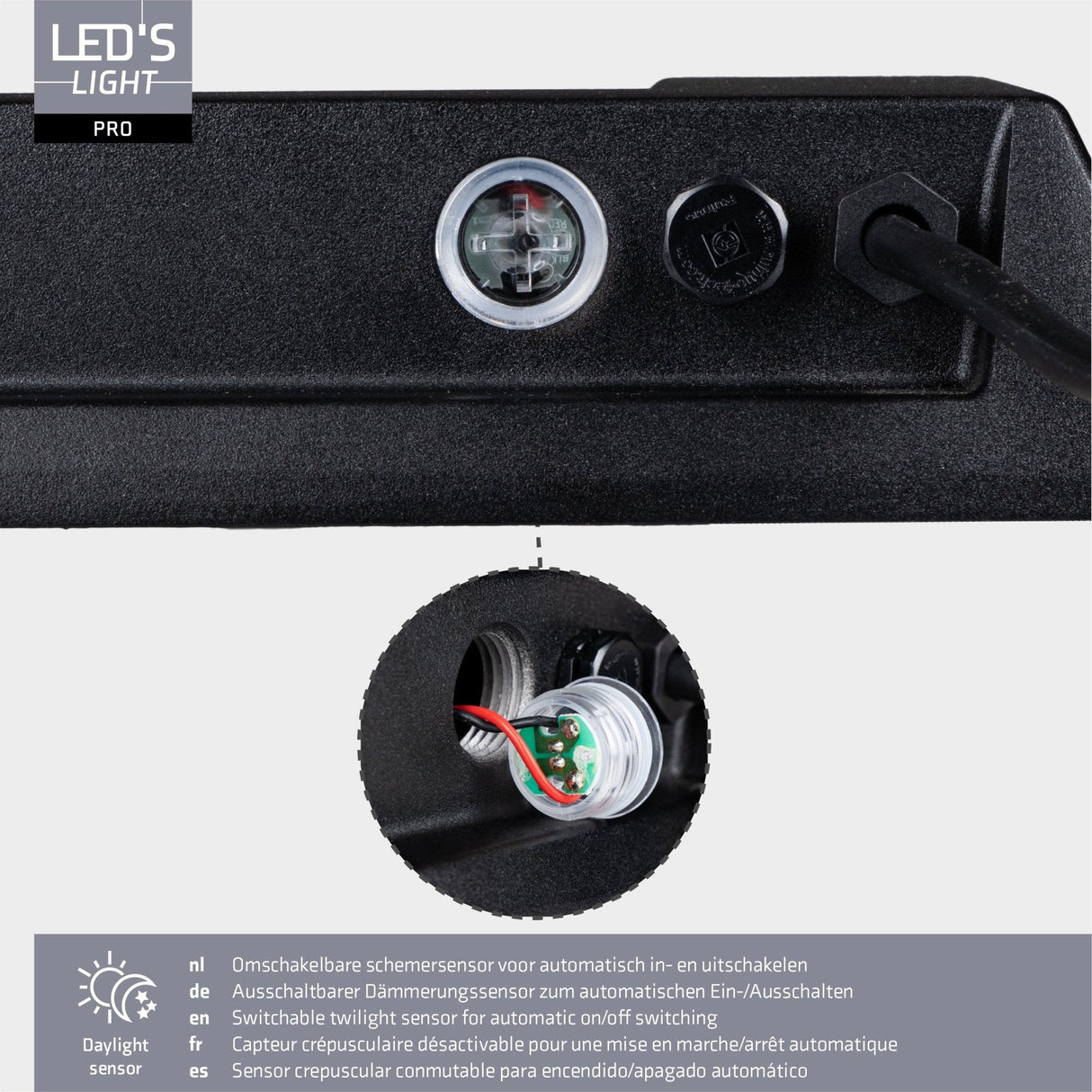 LED Schijnwerper 30300 lumen - 200W - Koelwit 4000K - IP66 Waterdicht - 3 Lichtstanden - Daglichtsensor
