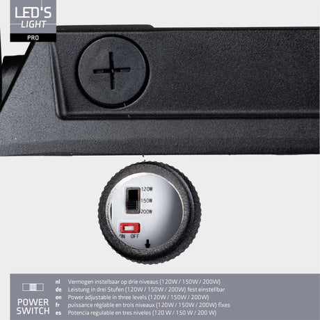 Projecteur LED 30300 lumens - 200W - Blanc froid 4000K - IP66 étanche - 3 modes d’éclairage - Capteur de lumière du jour