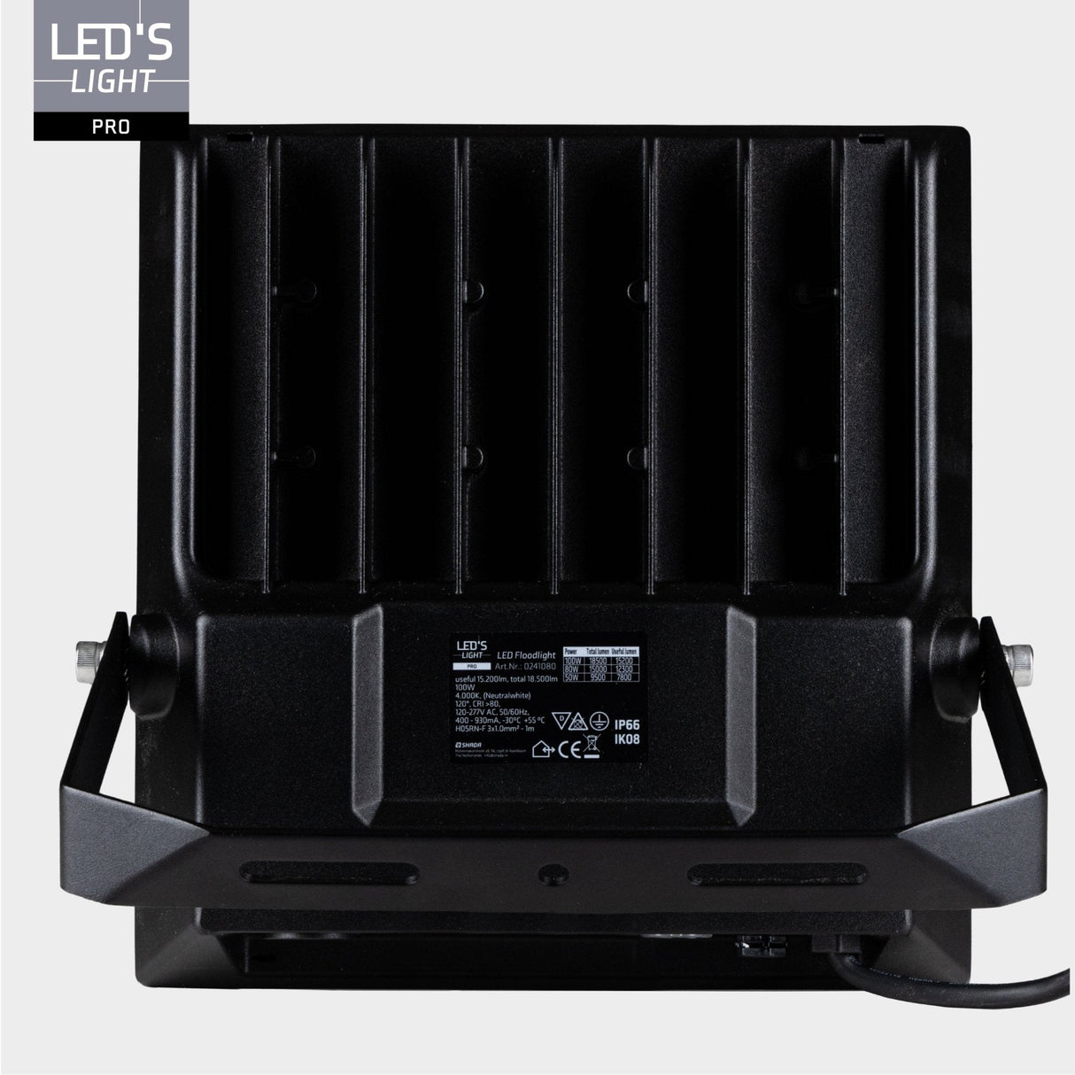 LED Schijnwerper 15200 lumen - 100W - Koelwit 4000K - IP66 Waterdicht - 3 Lichtstanden - Daglichtsensor