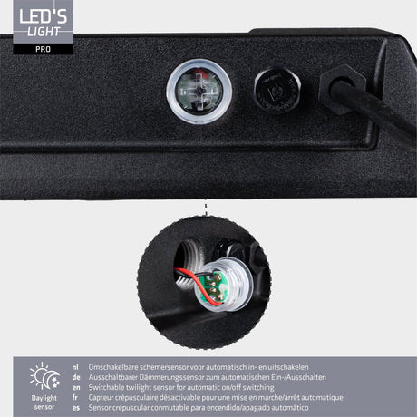 Projecteur LED 15 200 lumens - 100W - Blanc froid 4000K - Étanche IP66 - 3 modes d’éclairage - Capteur de lumière du jour