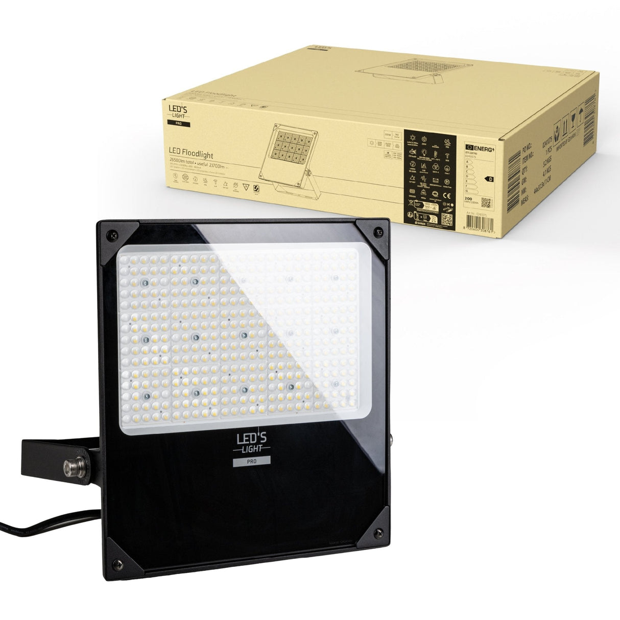 LED Schijnwerper 26500 lumen - 200W - Verstelbaar 3000K-4000K-5000K - Powerselector 120W-150W-200W - IP66 Waterdicht - IK08 Slagvast - Asymmetrisch