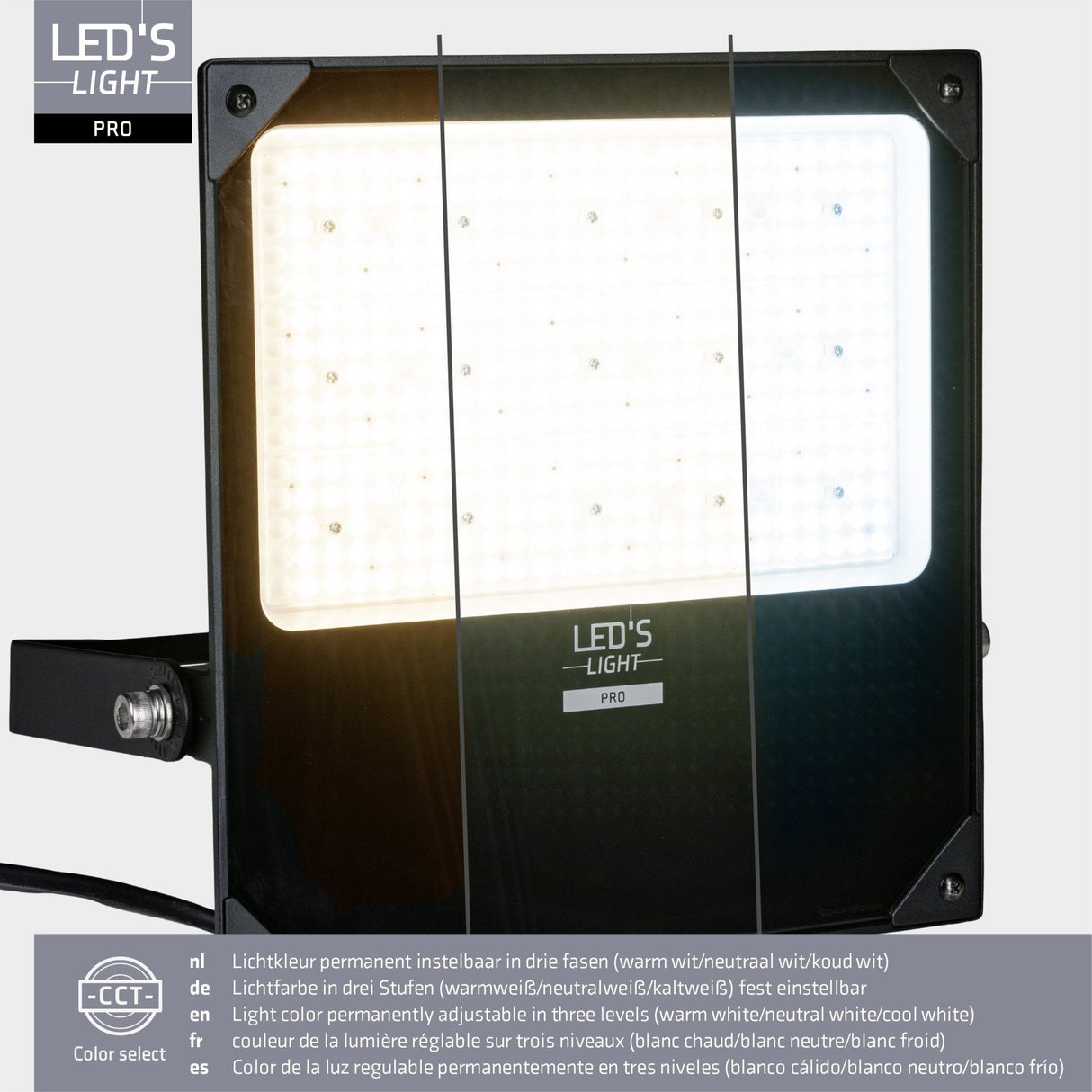 LED Schijnwerper 26500 lumen - 200W - Verstelbaar 3000K-4000K-5000K - Powerselector 120W-150W-200W - IP66 Waterdicht - IK08 Slagvast - Asymmetrisch