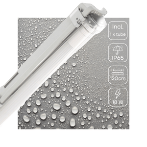 LED TL Armatuur 2160 lumen - 120cm - 18W - Daglichtwit 6500K - IP65 Waterdicht - Enkel - Compleet met Buis