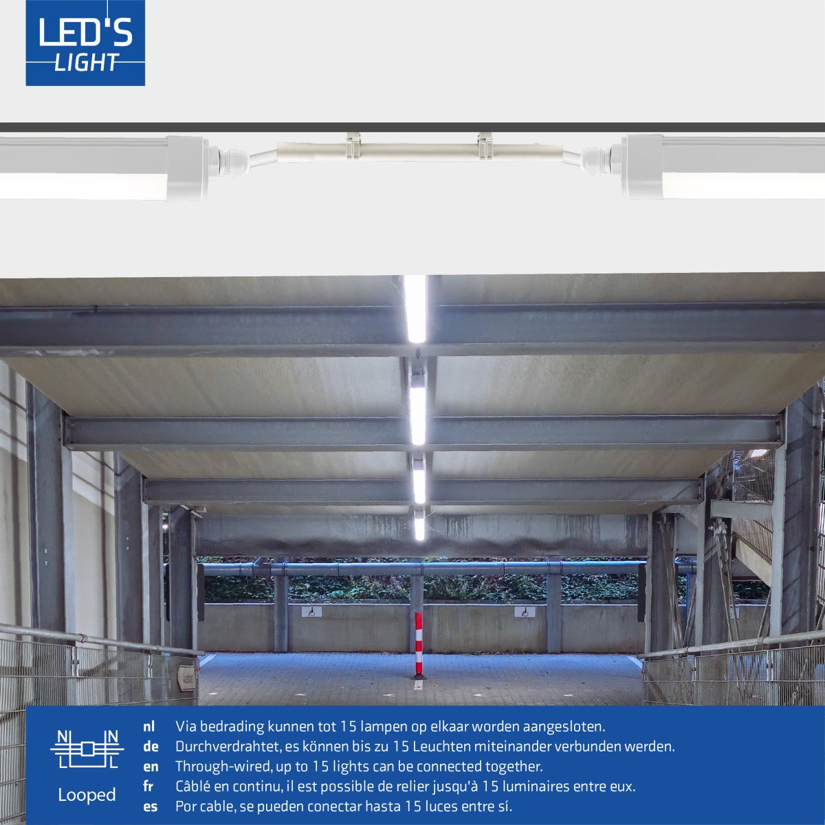 LED Vochtbestendig armatuur 5520 lumen - 46W - Koelwit 4000K - IP65 - 150cm - 230V - 4 stuks