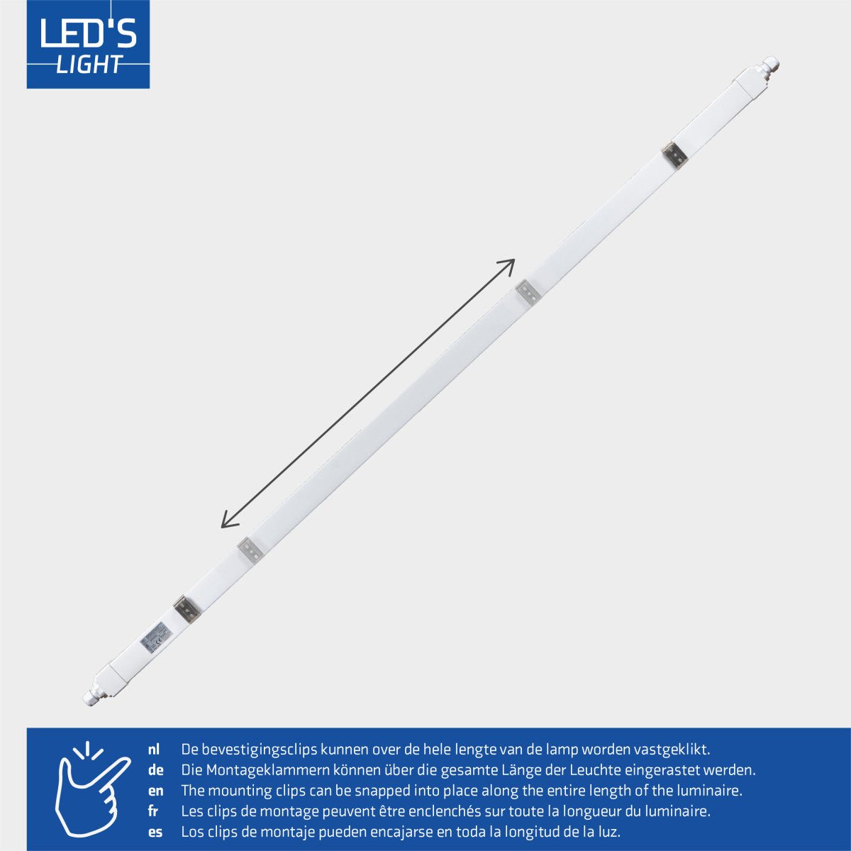 LED Vochtbestendig armatuur 5520 lumen - 46W - Koelwit 4000K - IP65 - 150cm - 230V - 4 stuks