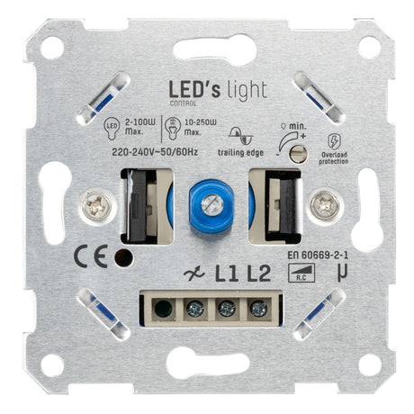 LED Dimmer Inbouw Universeel - 2-250W - Fase Afsnijding - Achter Schakelaar