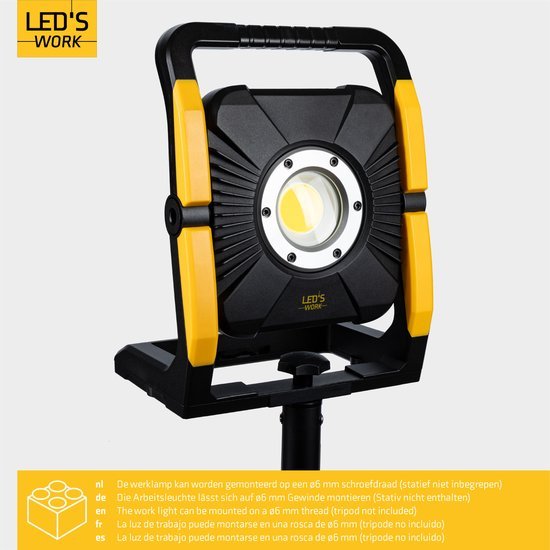 LED Accu Werklamp 18V - 5000 lumen - Koelwit 5000K - Compatibel met Makita, Bosch, DeWalt, Metabo
