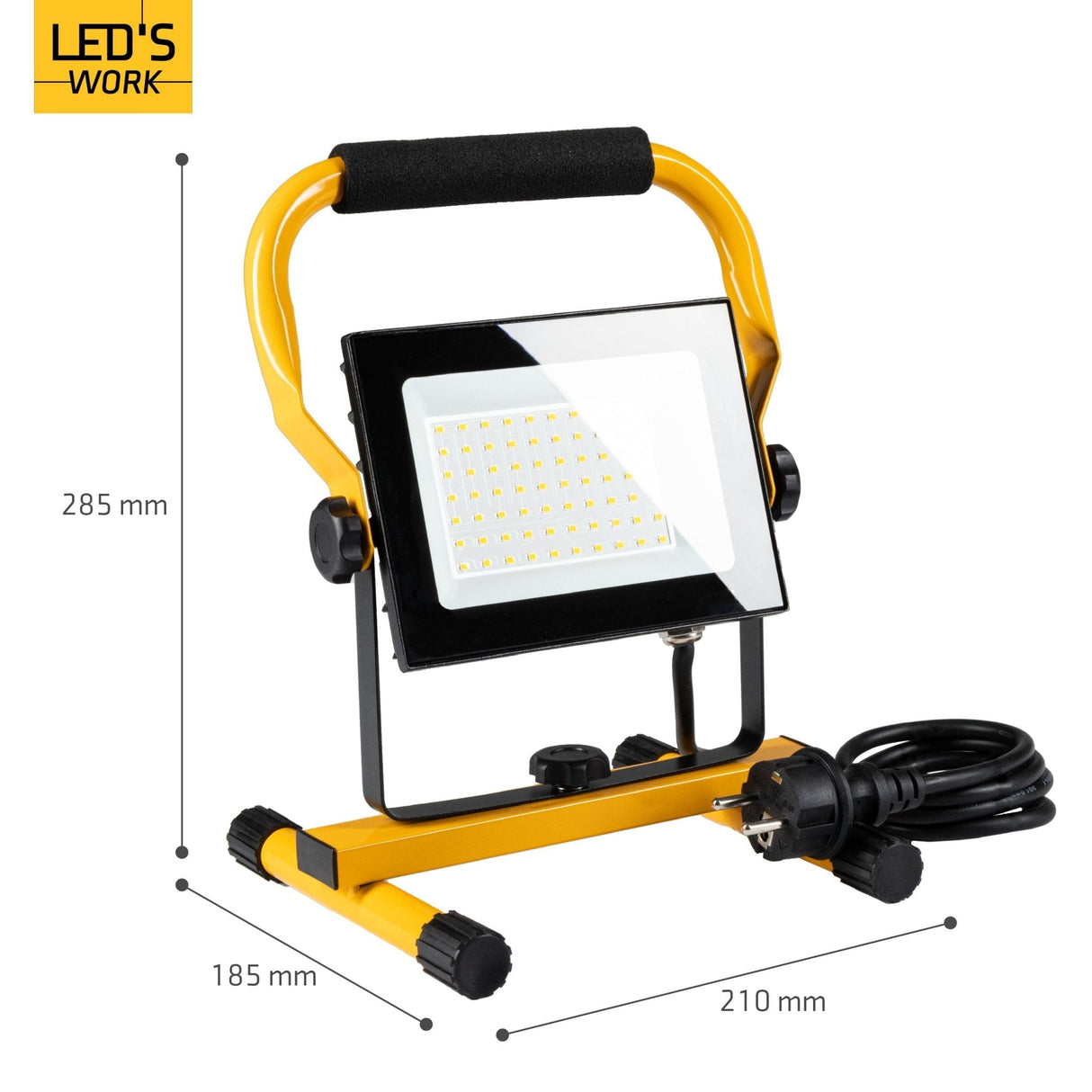 LED's Work 50W Projecteur de chantier filaire 4200lm - Support réglable - Étanche (IP65) - Noir et jaune - PROMOTION