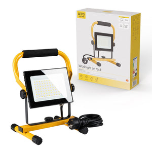 Projecteur de chantier LED's Work 50 W, lampe de travail filaire, 4200 lm - support réglable - étanche (IP65) - noir et jaune