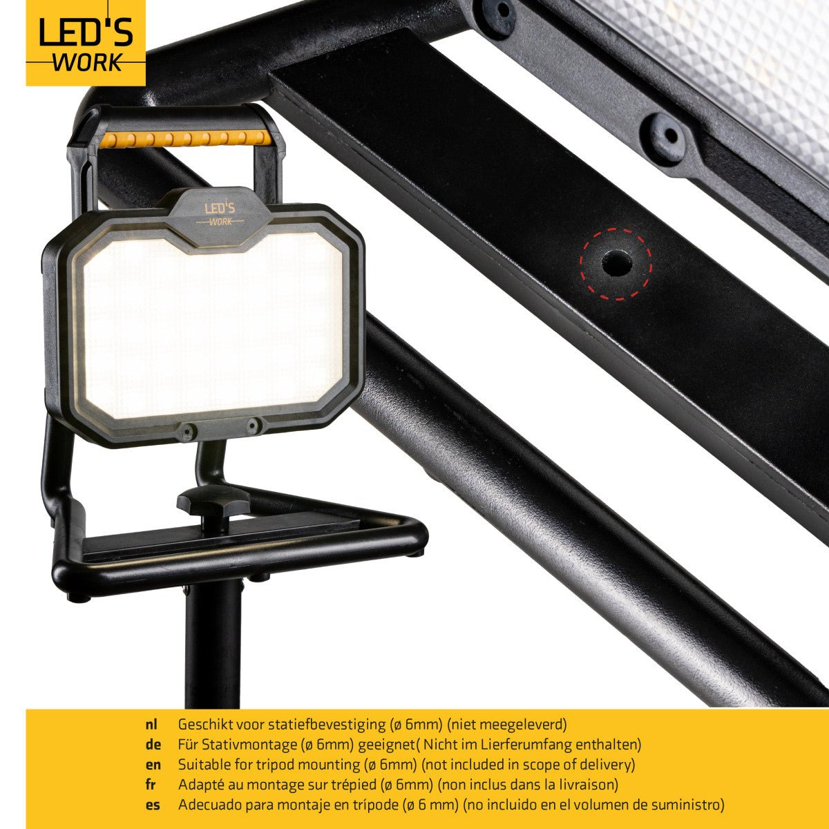 LED's Work 20W LED Bouwlamp oplaadbaar 2000 - Werkt draadloos op accu - Stof- en waterdicht - koelwit 4000K