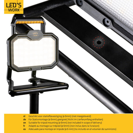 LED's Work 20W LED Bouwlamp oplaadbaar 2000 - Werkt draadloos op accu - Stof- en waterdicht - koelwit 4000K