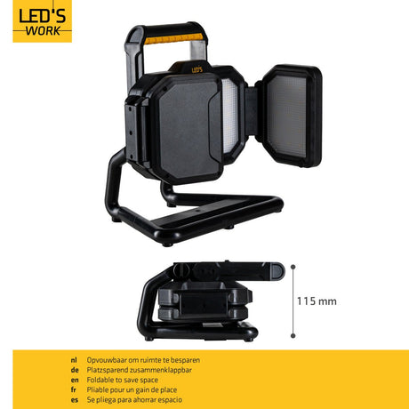 LED Bouwlamp Oplaadbaar (USB-C) -30 Watt - 3000 Lumen - Dimbaar - Koelwit 4000K - IP54 IK06 - Op Accu