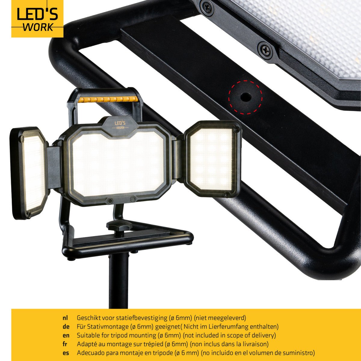 LED Bouwlamp Oplaadbaar (USB-C) -30 Watt - 3000 Lumen - Dimbaar - Koelwit 4000K - IP54 IK06 - Op Accu