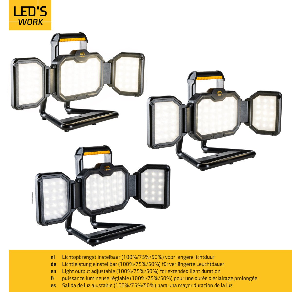 LED Bouwlamp Oplaadbaar (USB-C) -30 Watt - 3000 Lumen - Dimbaar - Koelwit 4000K - IP54 IK06 - Op Accu