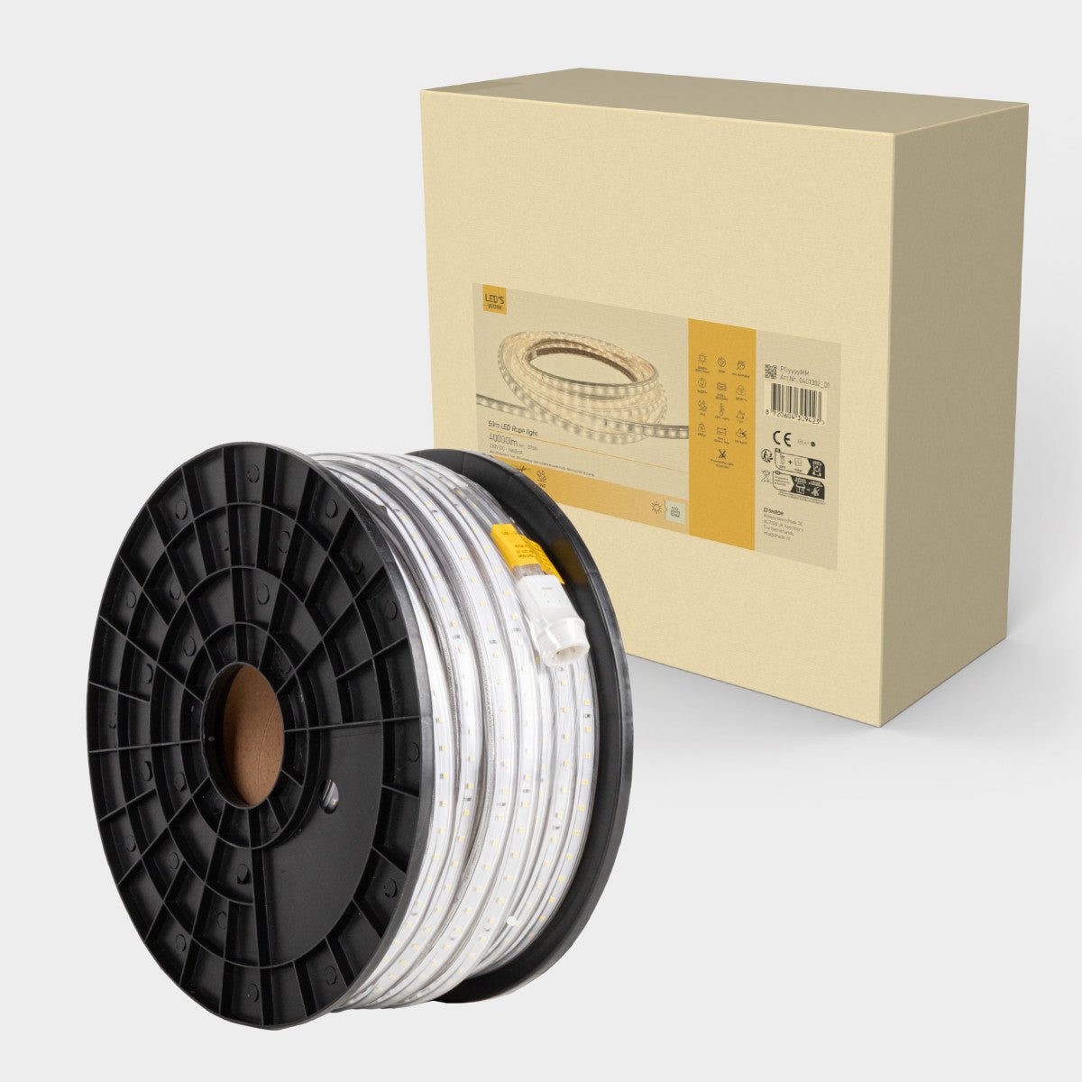 LED Lichtslang 50 m - 40.000 lm - 370W - Koelwit 5000K - IP65 - Knipbaar - Bouwverlichting - 230V