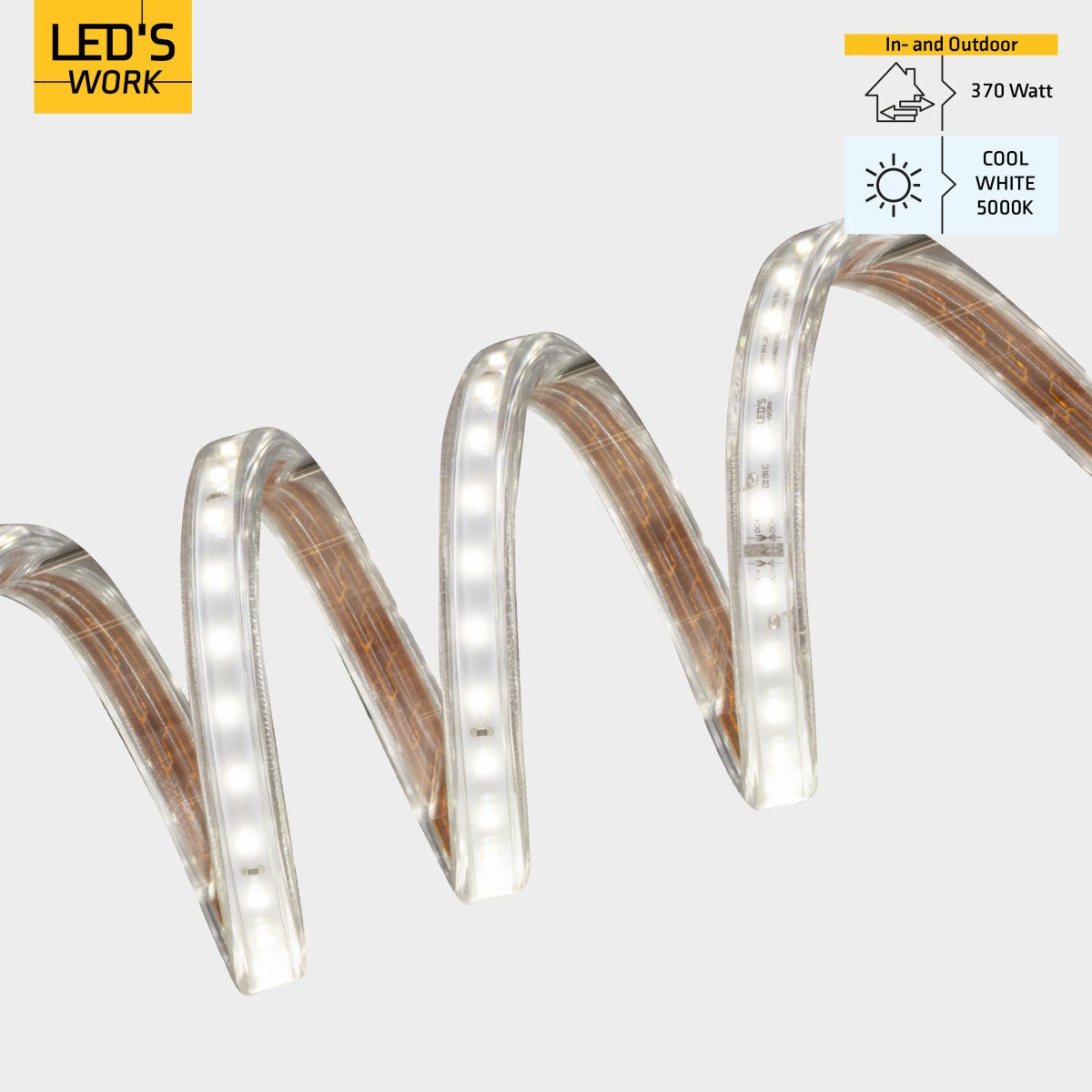 LED Lichtslang 50 m - 40.000 lm - 370W - Koelwit 5000K - IP65 - Knipbaar - Bouwverlichting - 230V