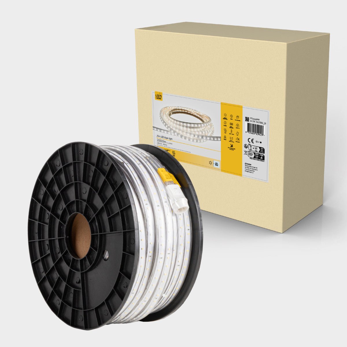 LED Lichtslang 20000 lumen - 185W - Koelwit 5000K - IP65 - Inkortbaar - 25 meter