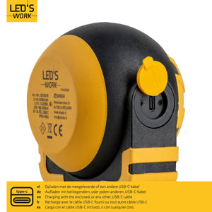 Accu Werklamp 800 Lumen - 10W - Koelwit 4000K - Dimbaar - IP54 - USB-C Oplaadbaar