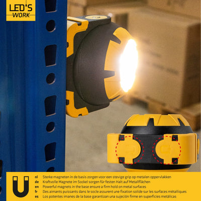 Accu Werklamp 800 Lumen - 10W - Koelwit 4000K - Dimbaar - IP54 - USB-C Oplaadbaar