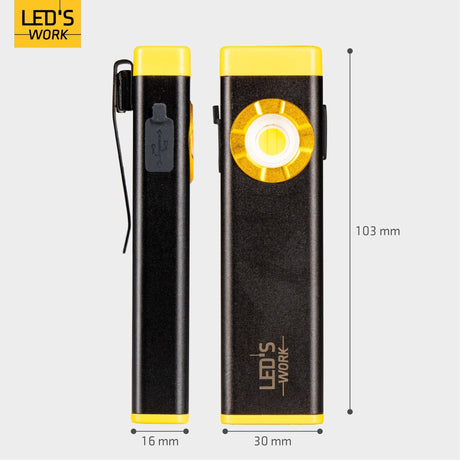 Mini lampe torche LED rechargeable LED's Work avec 3 modes d'éclairage (100, 500 et 700 lumens)
