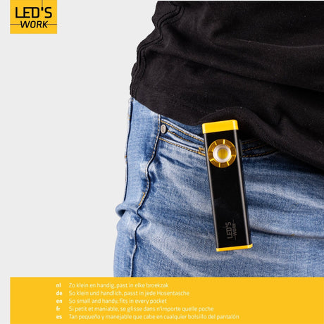 Mini lampe torche LED rechargeable LED's Work avec 3 modes d'éclairage (100, 500 et 700 lumens)