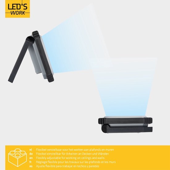 Lampe de travail LED rechargeable - 10 W, 700 lumens - dimmable - sans fil - étanche IP54 - USB-C