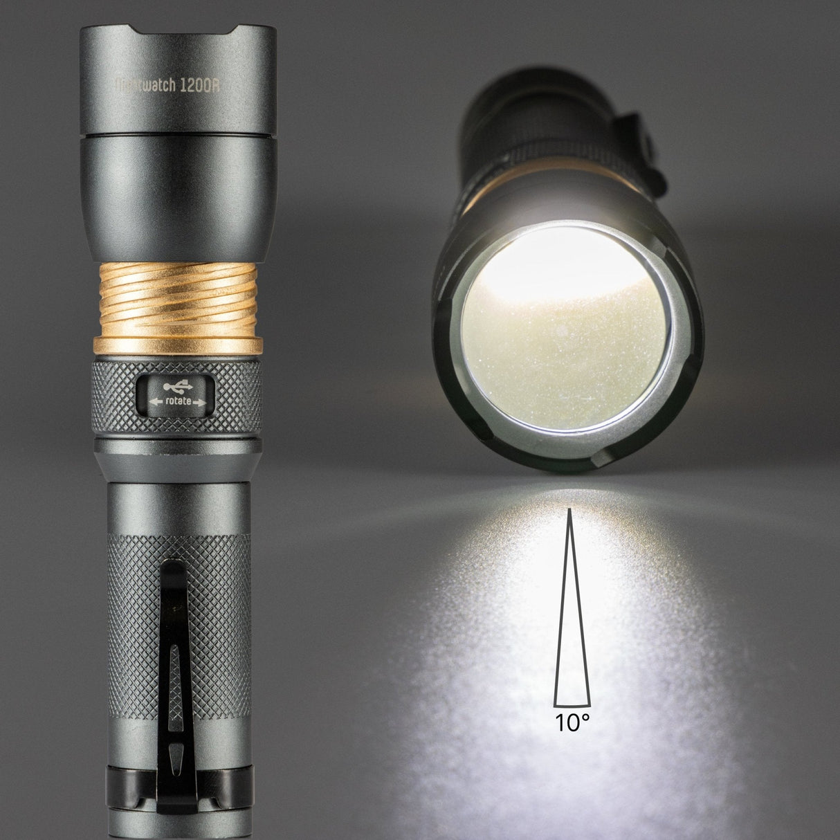 LED zaklamp oplaadbaar USB-C koelwit 5000K - 1200 lumen - IPX7 waterdicht dimbaar - zoomfunctie