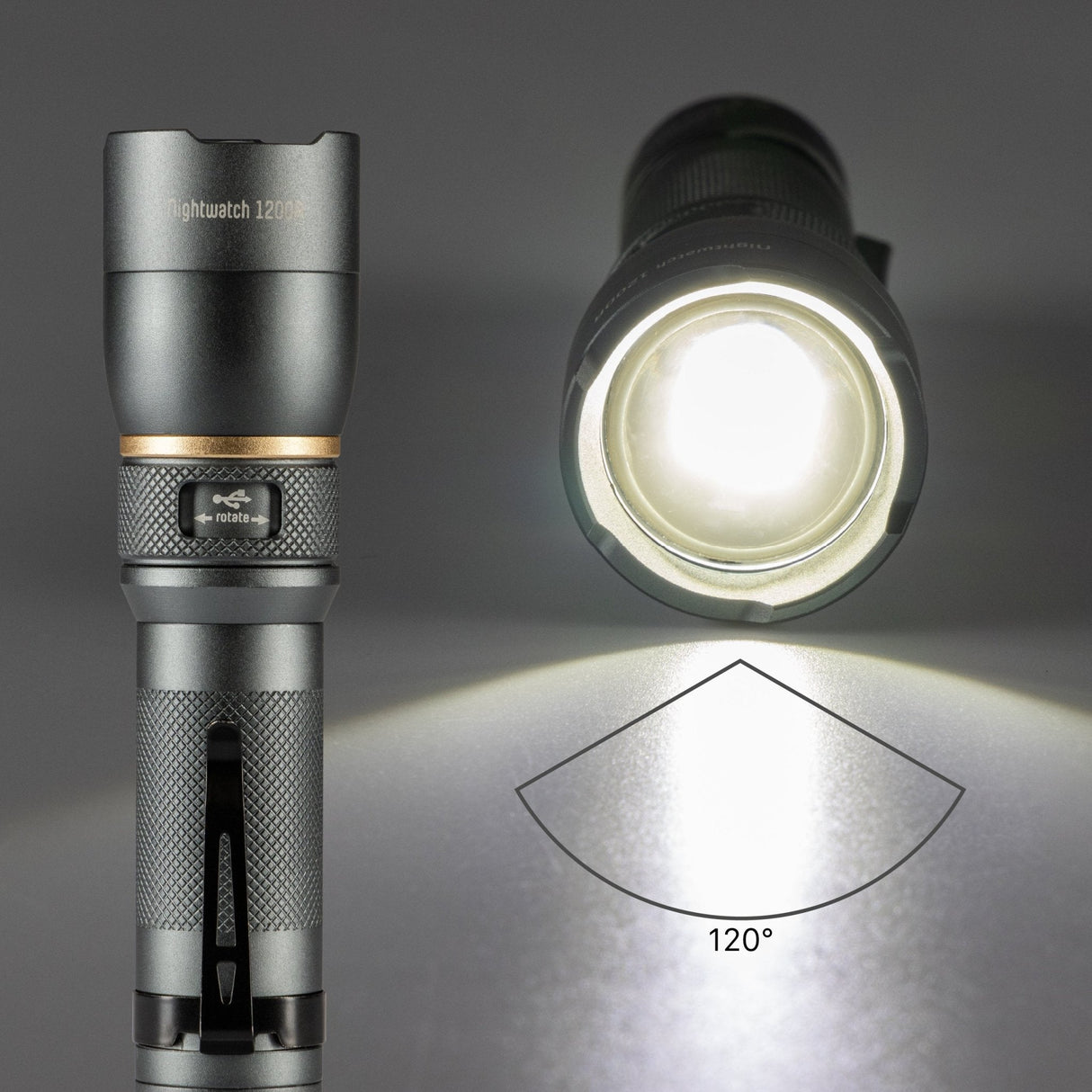 LED zaklamp oplaadbaar USB-C koelwit 5000K - 1200 lumen - IPX7 waterdicht dimbaar - zoomfunctie