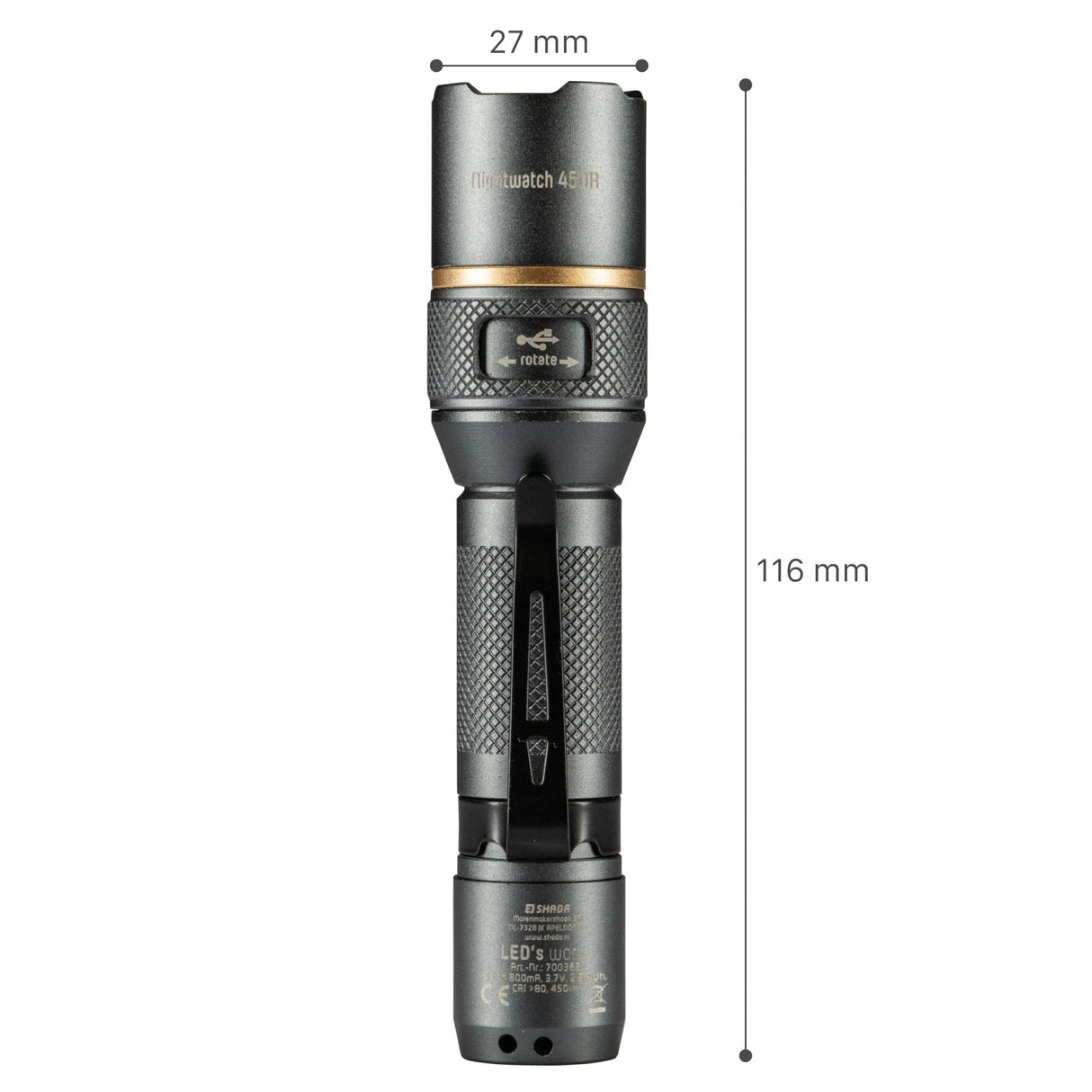 LED Zaklamp Oplaadbaar - 450 Lumen - Dimbaar - Koelwit 5000K - IPX7 Waterdicht - Zoomfunctie - USB-C