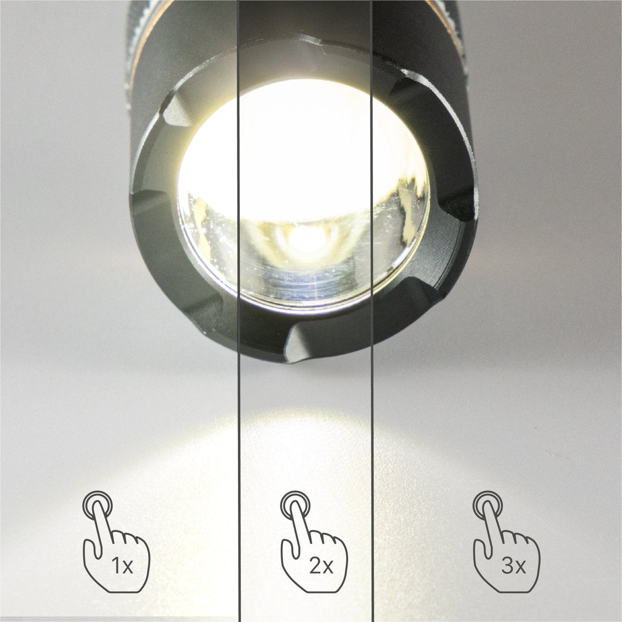 LED Zaklamp Oplaadbaar - 450 Lumen - Dimbaar - Koelwit 5000K - IPX7 Waterdicht - Zoomfunctie - USB-C