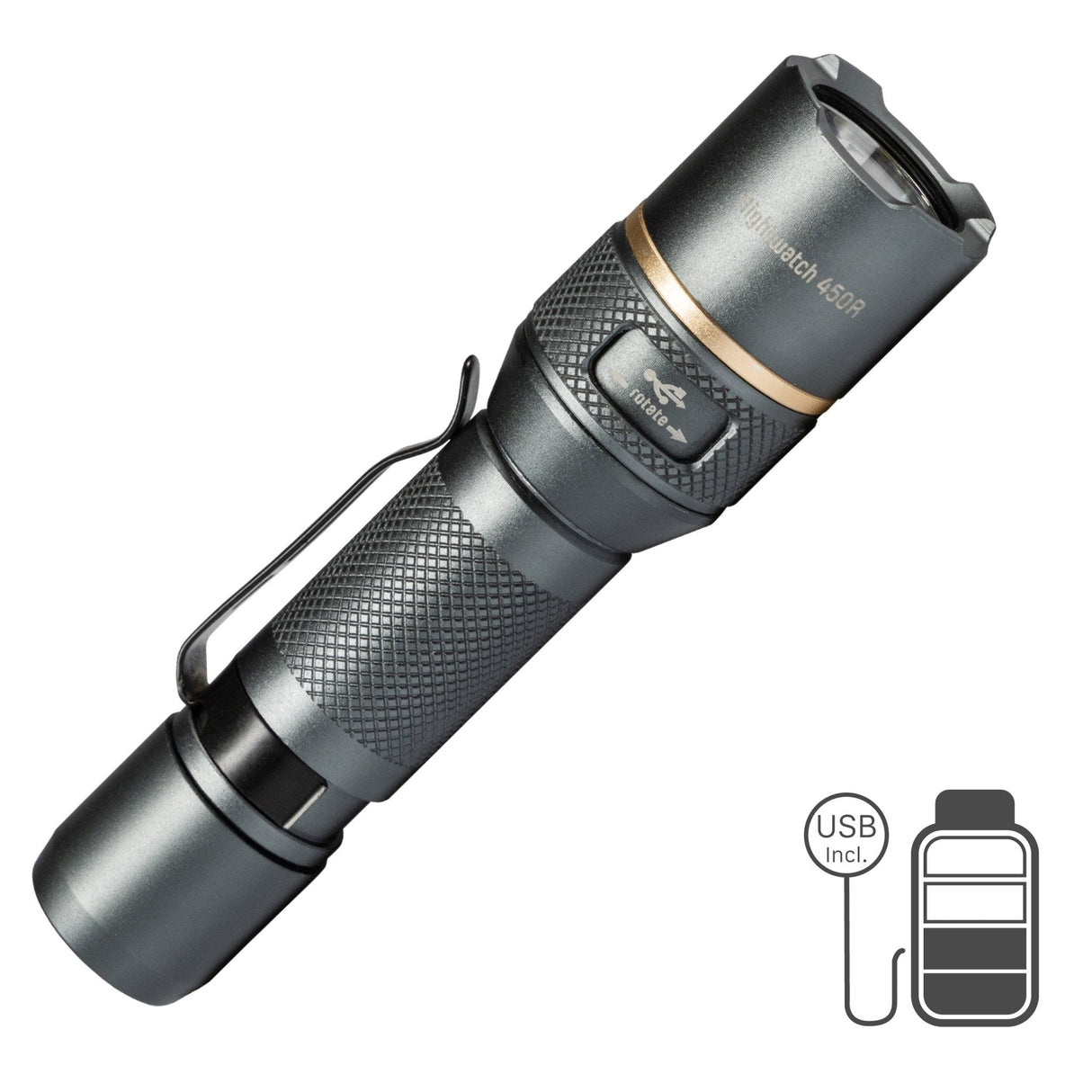 LED Zaklamp Oplaadbaar - 450 Lumen - Dimbaar - Koelwit 5000K - IPX7 Waterdicht - Zoomfunctie - USB-C