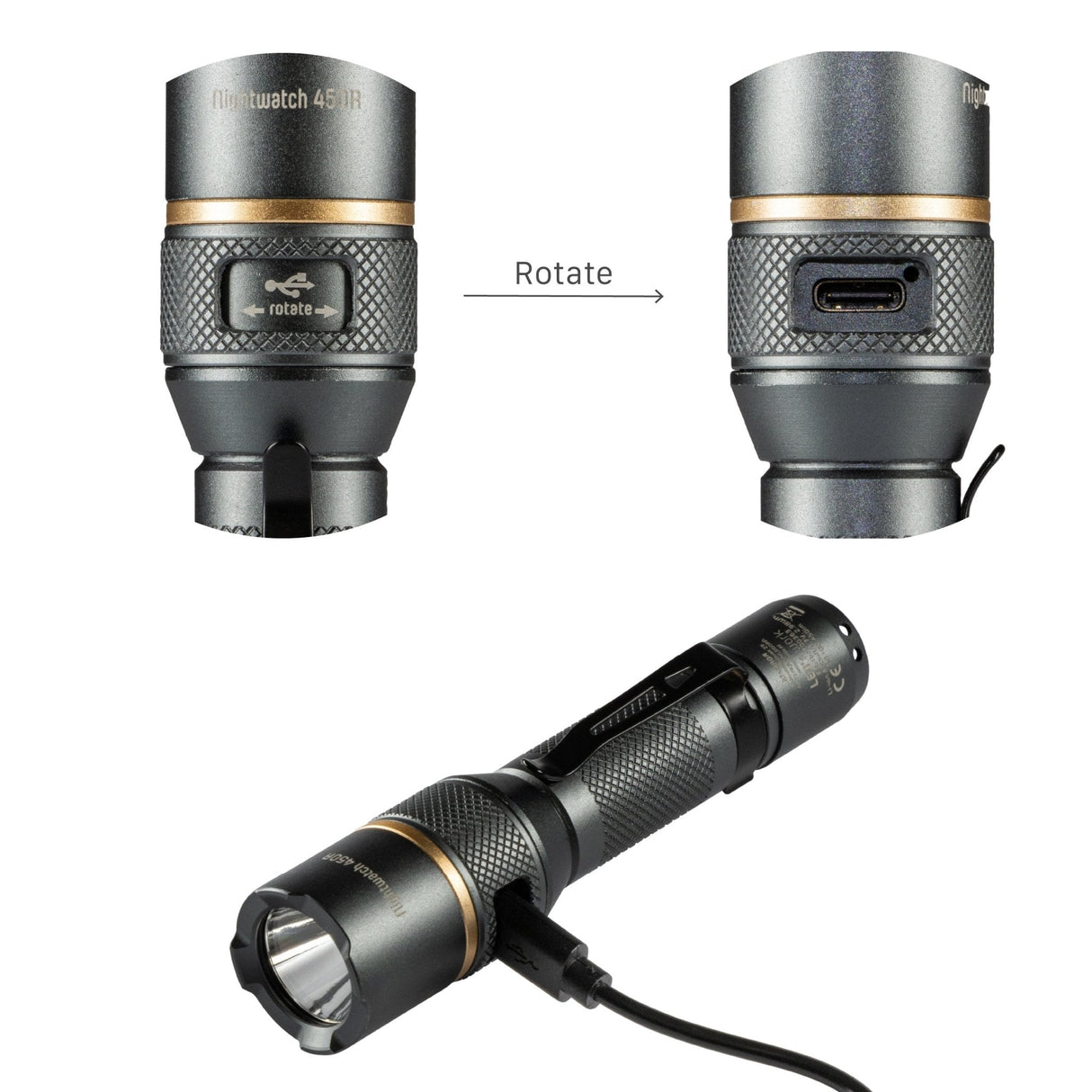 LED Zaklamp Oplaadbaar - 450 Lumen - Dimbaar - Koelwit 5000K - IPX7 Waterdicht - Zoomfunctie - USB-C