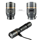 LED Zaklamp Oplaadbaar - 450 Lumen - Dimbaar - Koelwit 5000K - IPX7 Waterdicht - Zoomfunctie - USB-C