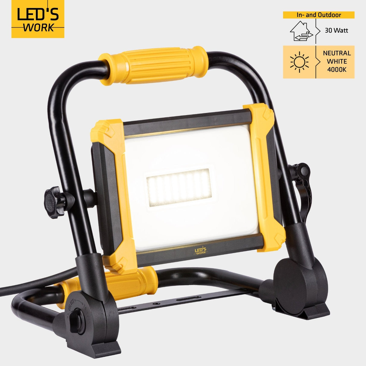 LED Werklamp 3900 lumen - 30W - Koelwit 4000K - Opvouwbaar - IP65 - IK08 - 3m Kabel