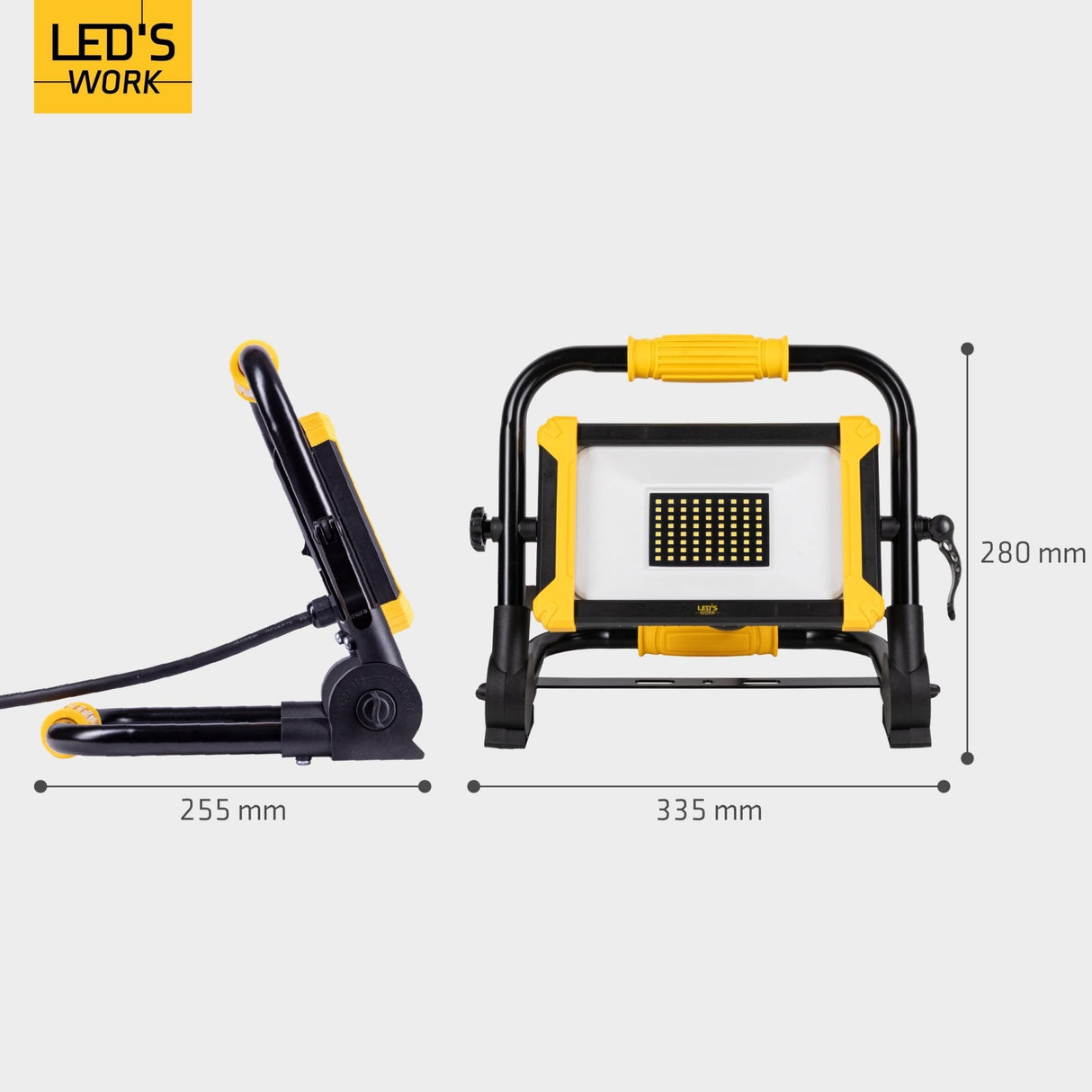 LED Bouwlamp Opvouwbaar - 6500 Lumen - 50W - Koelwit 4000K - IP65 IK08 - Vervangt 500W Halogeen - 5m Kabel