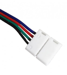 LEDstrip RGB, connector 10mm + draad, binnenshuis IP20, 5-24V