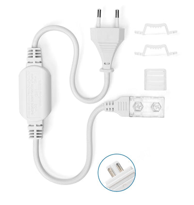 Lichtslang startset connector, stekker +- 30cm 230V AC, reserveset