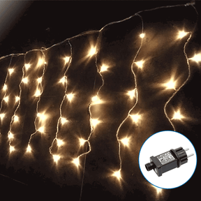 Lichtstring ijspegel warmwit, 10 meter x 0.4 meter, 200 LED's, waterdicht IP44, 230VAC, 24V