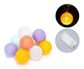 Guirlande lumineuse 10 ampoules multicolores | aspect coton de 2 mètres | 2 piles AA - LEDPLANET.NL