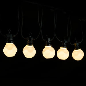 Guirlande lumineuse blanc chaud 8 mètres (3+5) - 10 LED effet givré | protégée contre les projections d’eau IP44 - connectable (5 maximum) | 230VAC - 24V | avec minuterie 6 h allumée/18 h éteinte